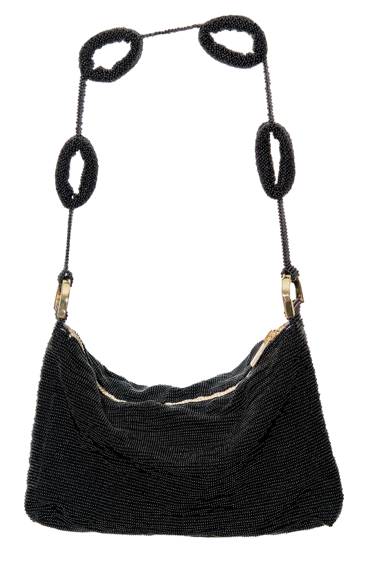 Beaded Loop Link Baguette - Black