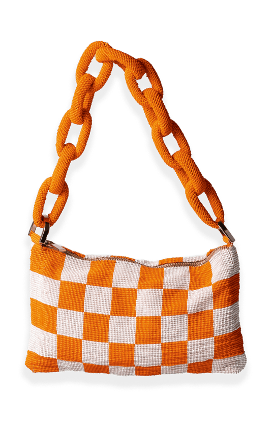 Chaquira Chain Baguette - Checkered Orange Orange