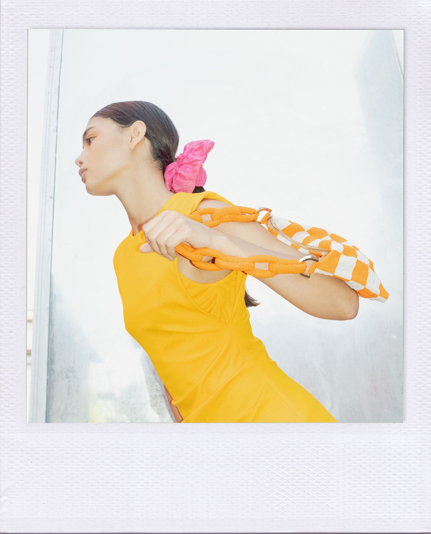 Chaquira Chain Baguette - Checkered Orange Orange