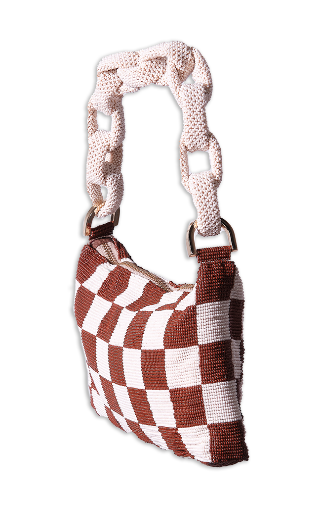 Chaquira Chain Baguette - Checkered Brown Cream