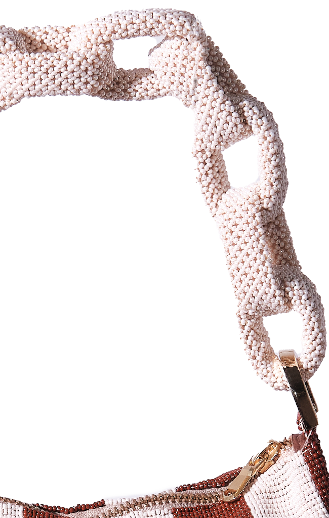 Chaquira Chain Baguette - Checkered Brown Cream