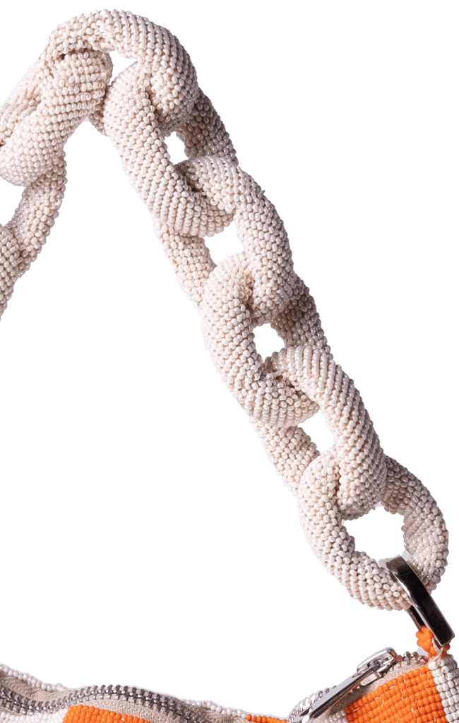 Chaquira Chain Checkered Orange Cream Bag