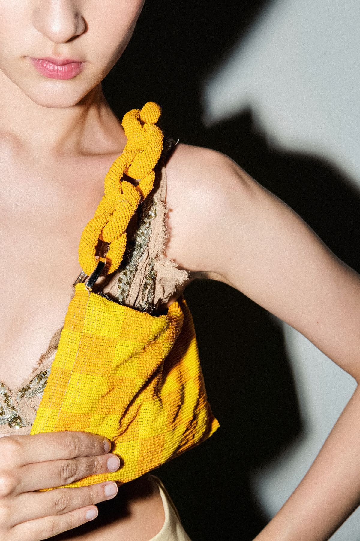 Chaquira Chain Baguette - Checkered Yellow