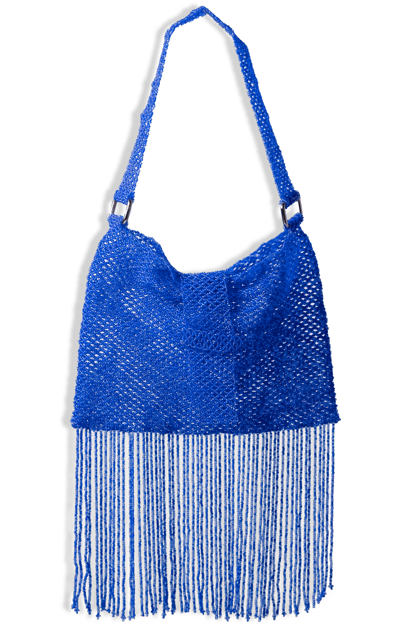 Folded Fringe Shoulder Bag Electric Blue