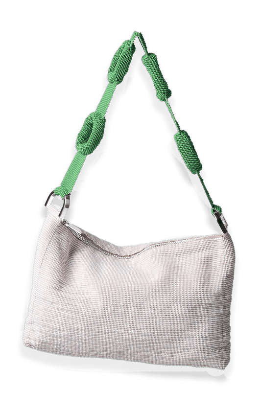 Beaded Loop Link Baguette - Creme Kelly Green