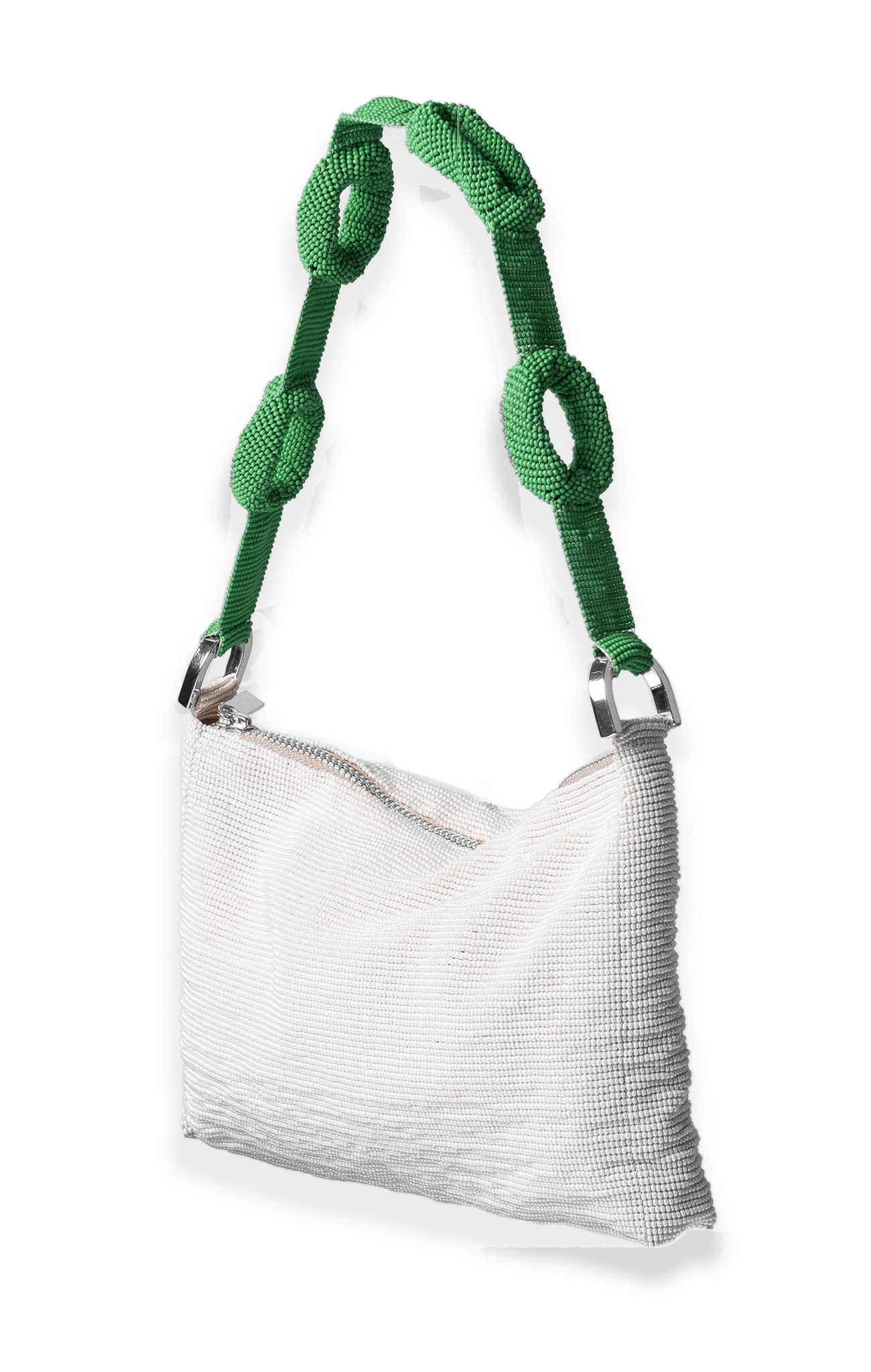 Beaded Loop Link Baguette - Creme Kelly Green