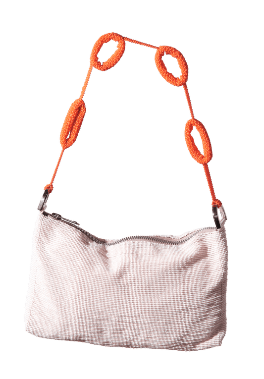 Beaded Loop Link Baguette - Cream Orange