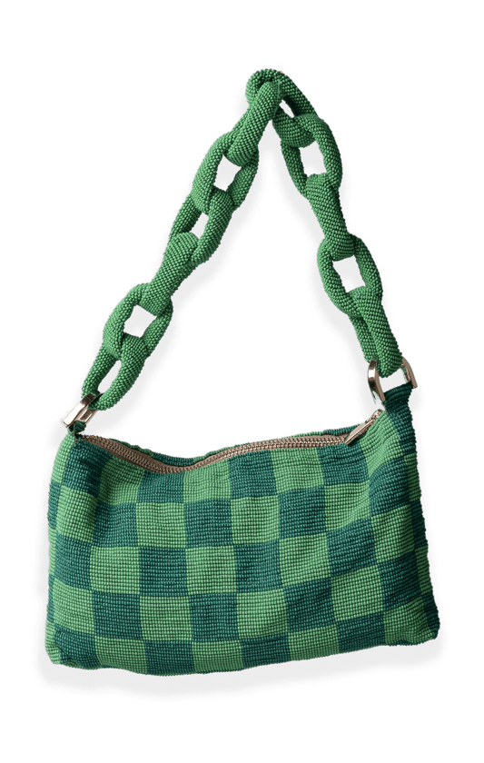 Chaquira Chain Baguette -  Checkered Green