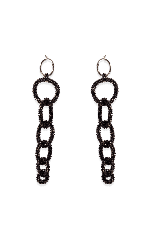 Chaquira Beaded Chain Earring - Bronze