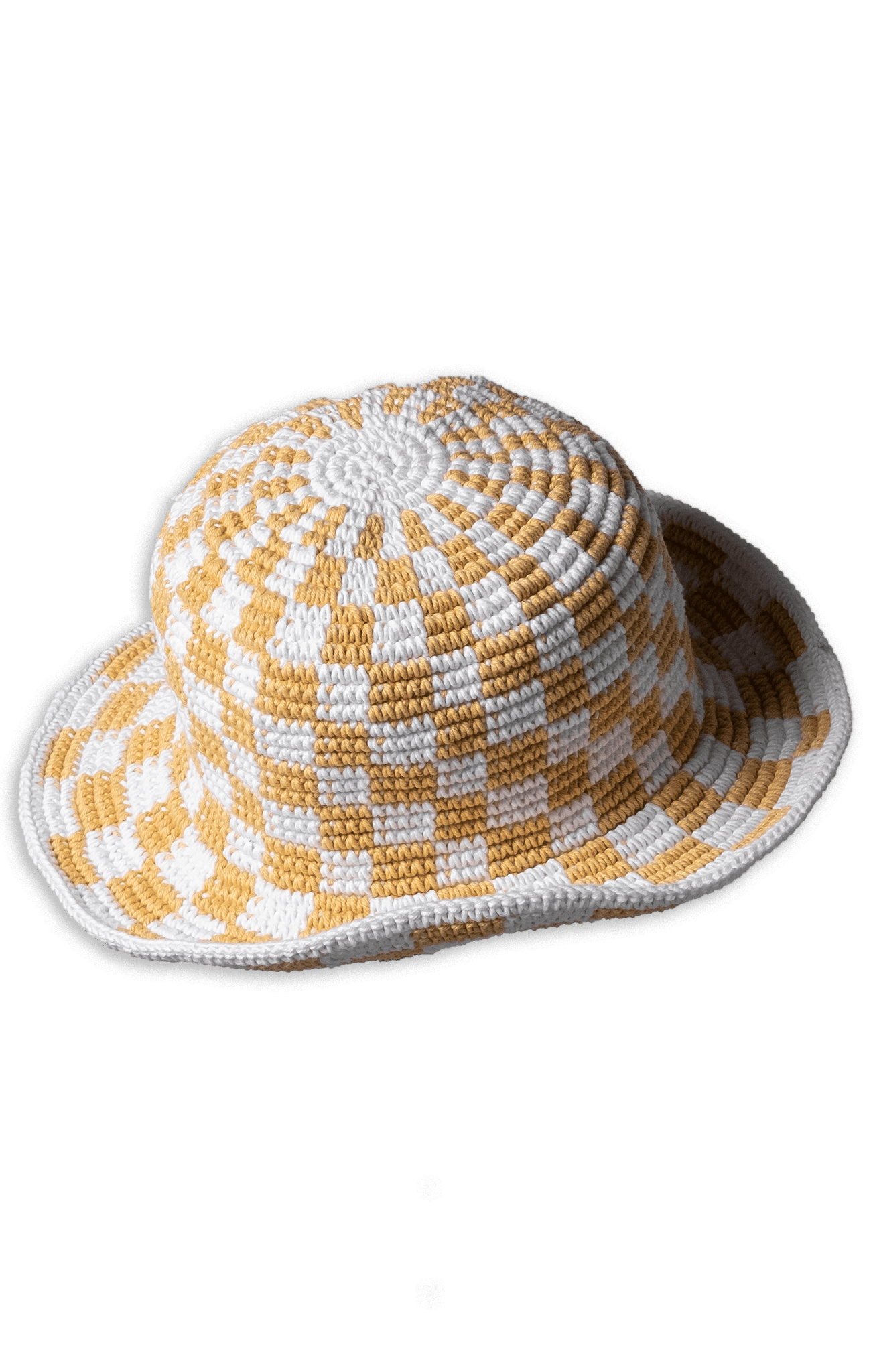 8 Other Reasons Crochet Checkered Bucket Hat in Beige