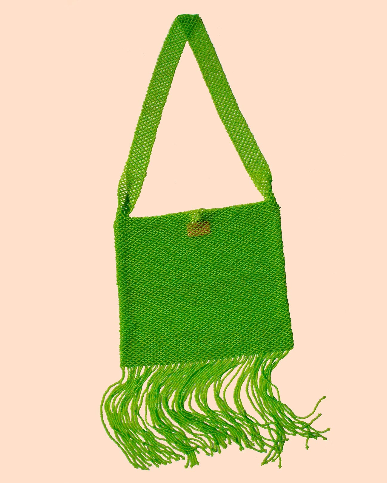 A product picture of the Marmaclub Crossover Fringe bag in color Lime Green (light green)