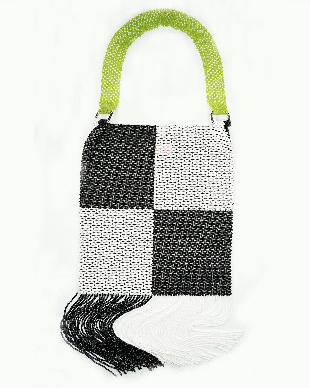 Large Fringe Bag Checkered Lime