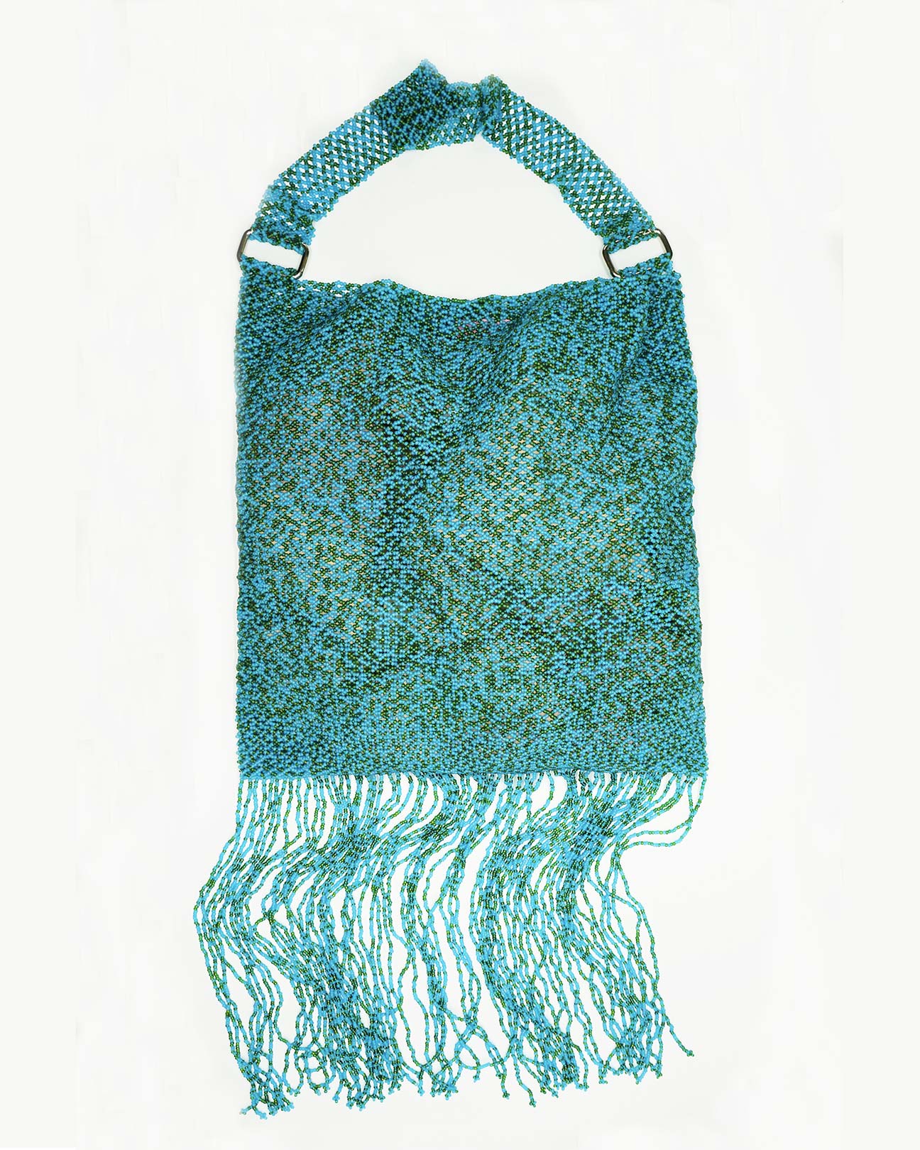 Large Fringe Bag Green Blue Mix