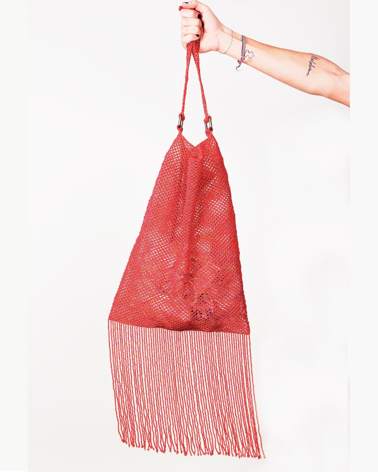 Large Fringe Bag Red Orange Mix