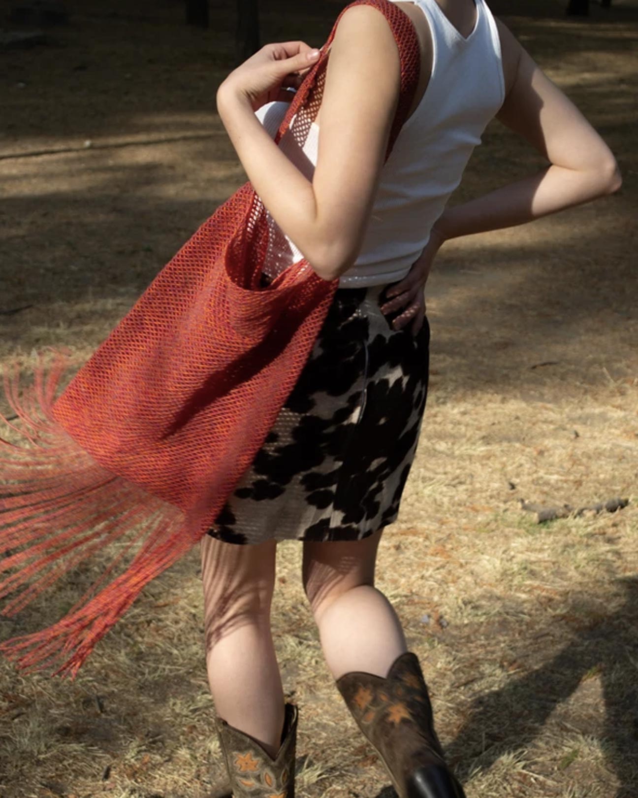 Large Fringe Bag Red Orange Mix